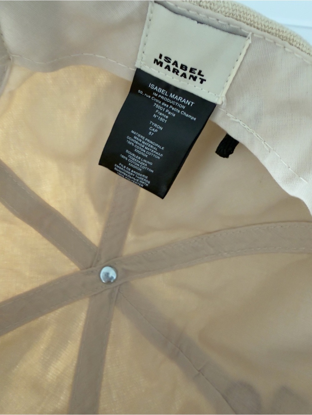 Isabel Marant Cream Baseball Cap with Burgundy Logo - Picture 4 of 4